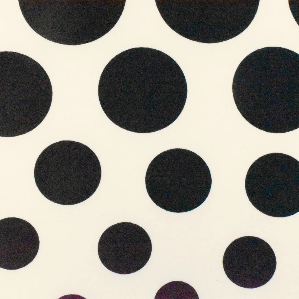 1 1/8 YD PC-Classy Black-Ivory Multi Dot Printed Stretch Poly ITY Jersey Knit Fabric