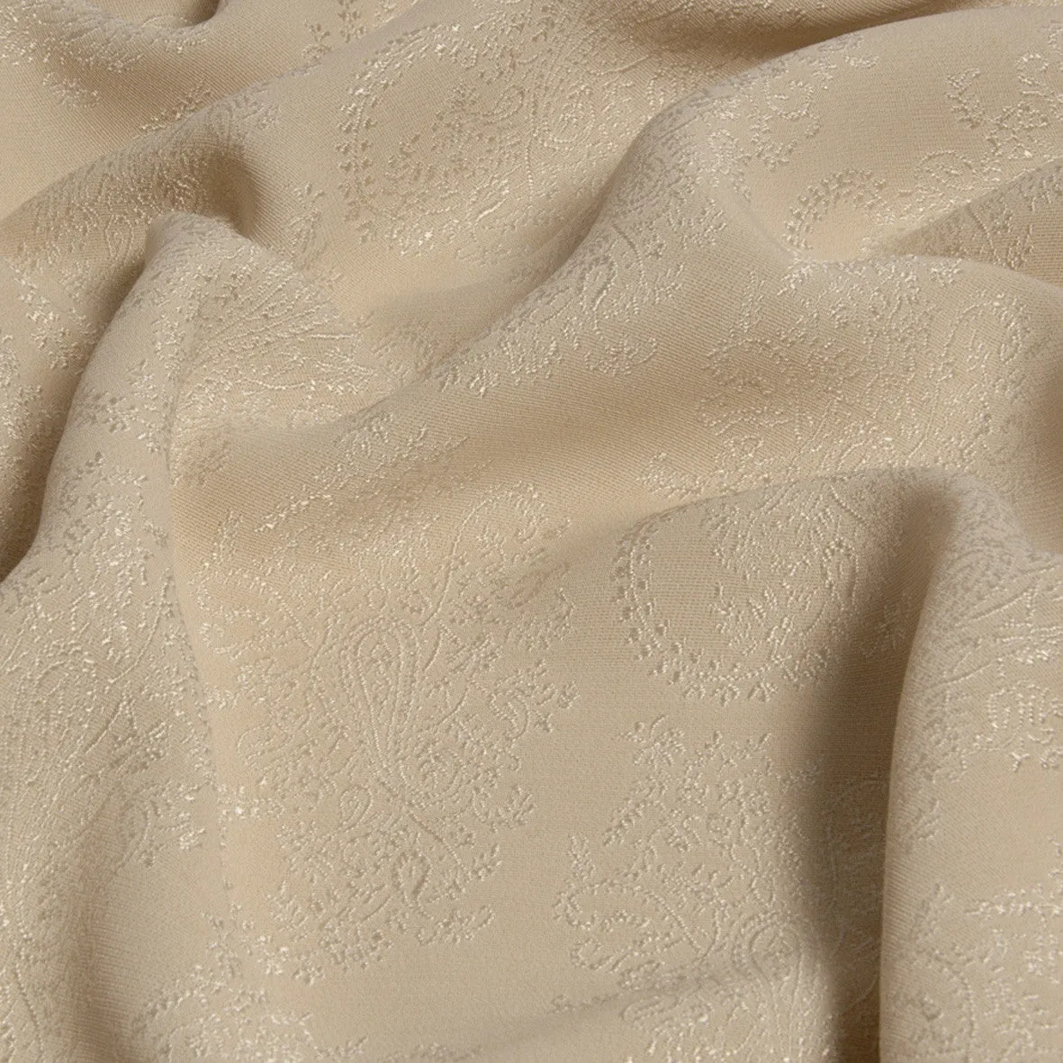 Beige Plain Jacquard Fabric 894