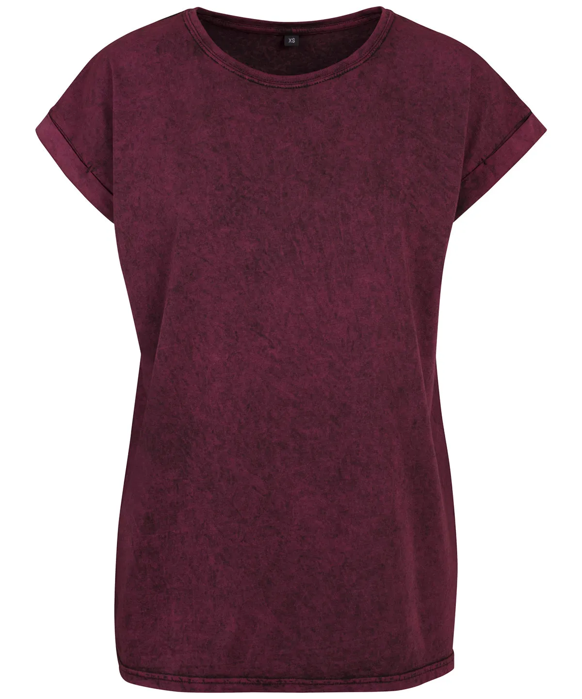 Berry/Black - Women's acid washed extended shoulder tee