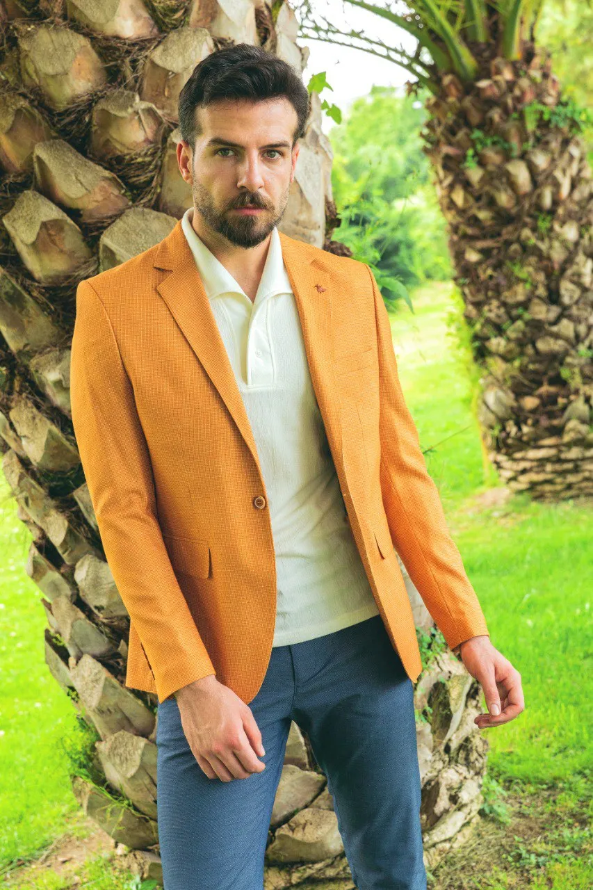 Bojoni Pezza Slim Fit Mustard Blazer