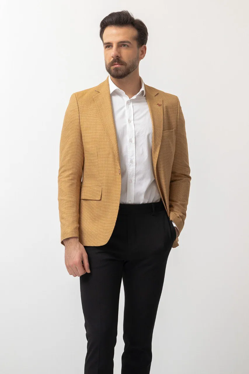 Bojoni Pezza Slim Fit Yellow Blazer