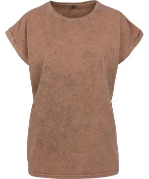 Dark Khaki - Women's acid washed extended shoulder tee