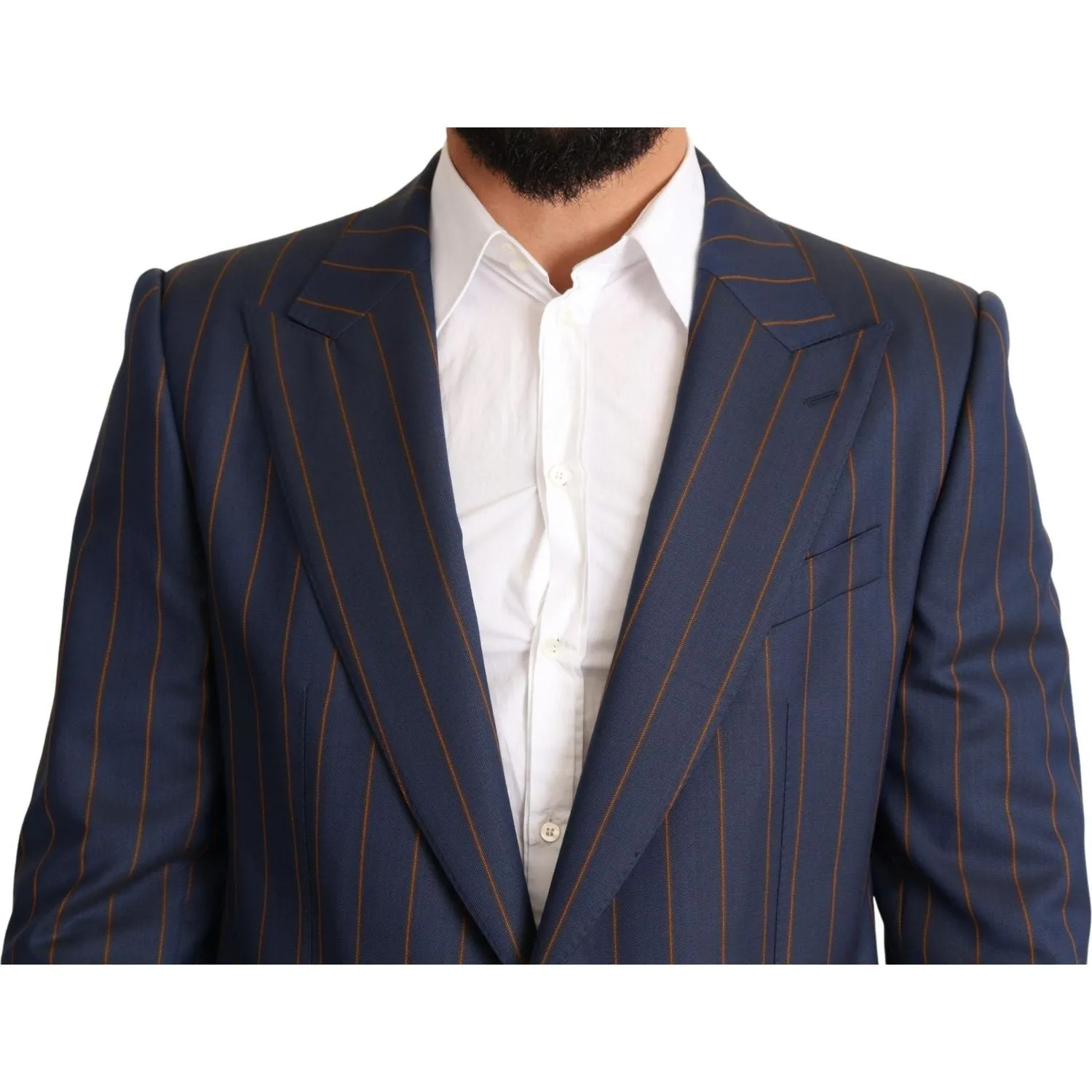 Dolce & Gabbana Elegant Slim Fit Blue Striped Wool Blazer