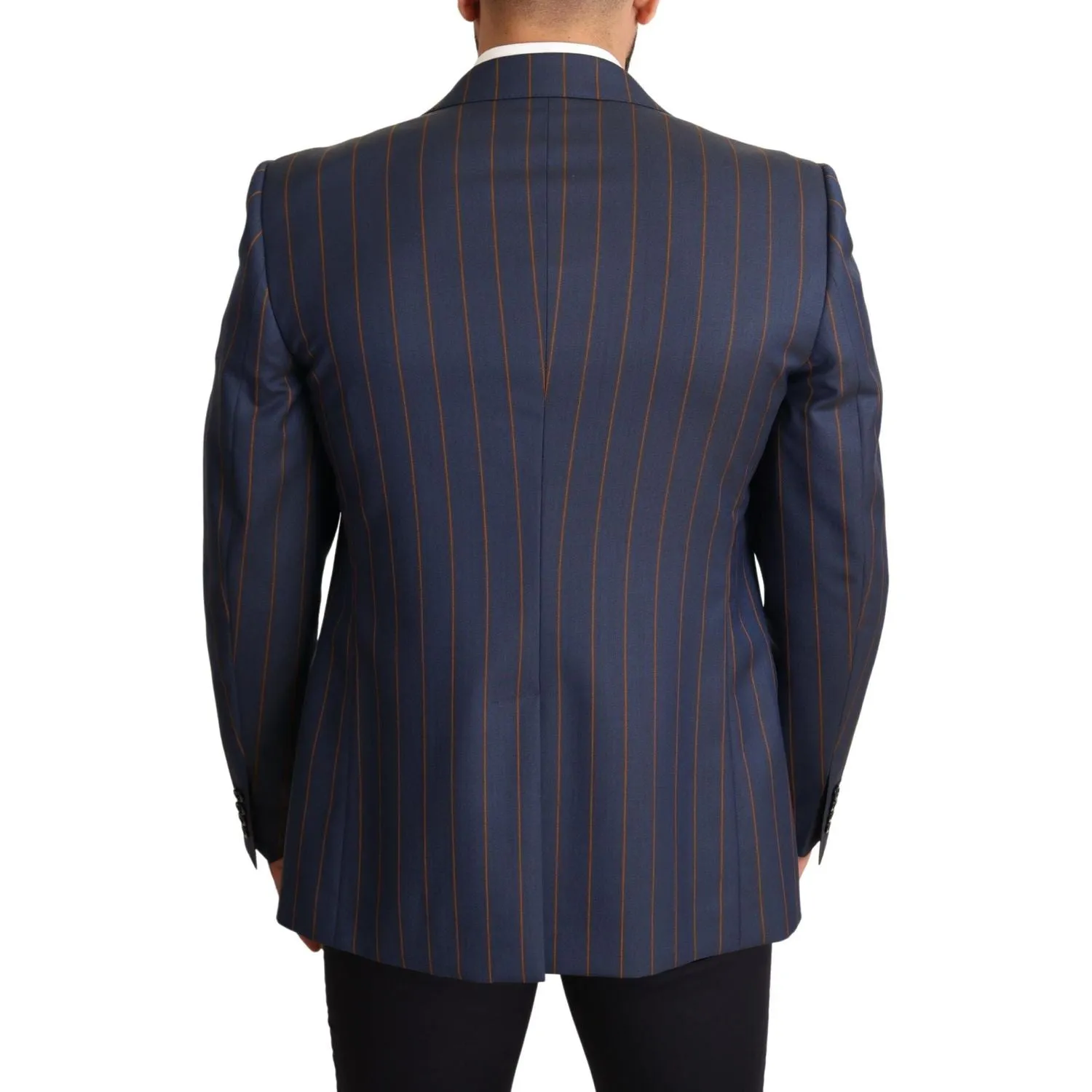 Dolce & Gabbana Elegant Slim Fit Blue Striped Wool Blazer