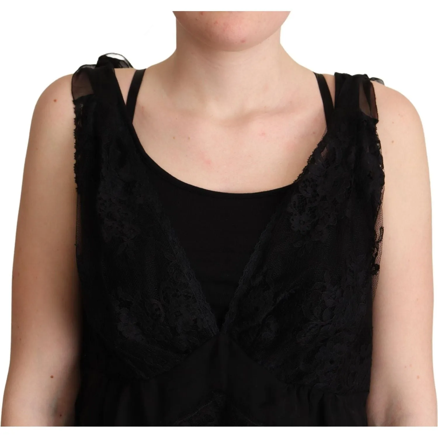 Dolce & Gabbana Lustrous Silk-Blend Lace Trim Camisole