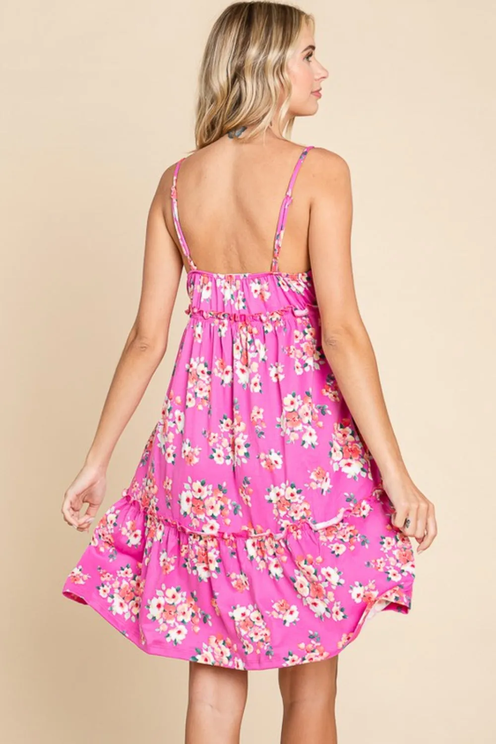 Full Size Floral Ruffled Cami Dress