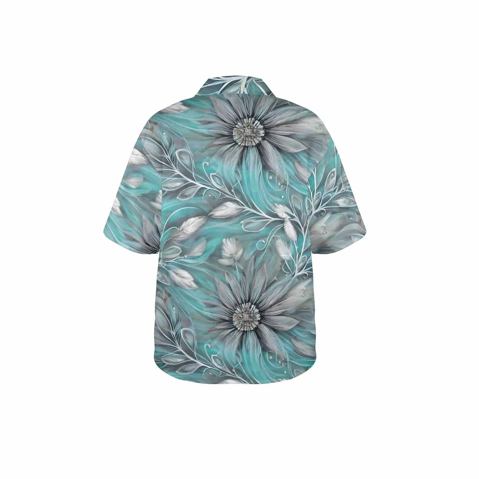 Green Elegant Floral Women's Hawaiian Shirt