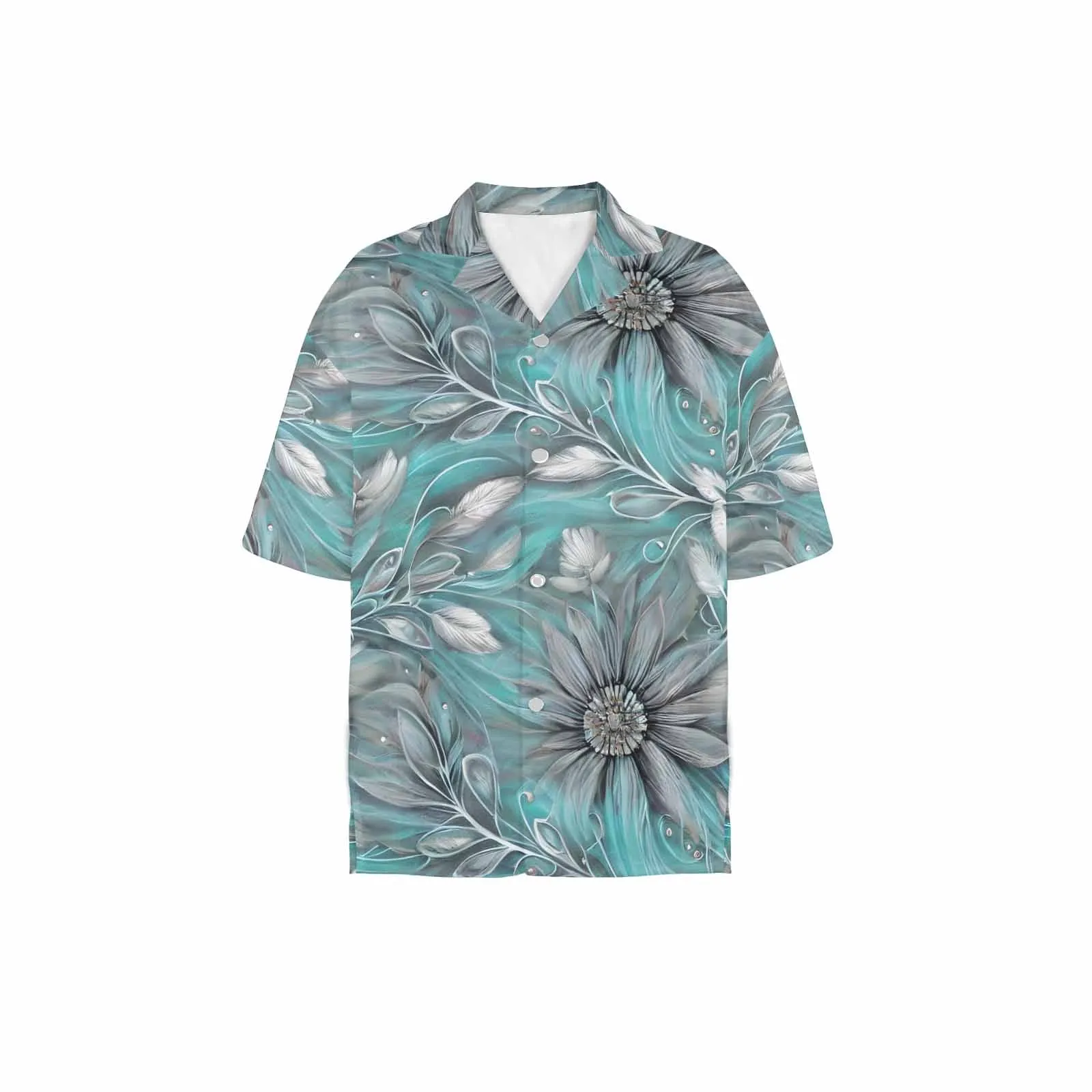 Green Elegant Floral Women's Hawaiian Shirt