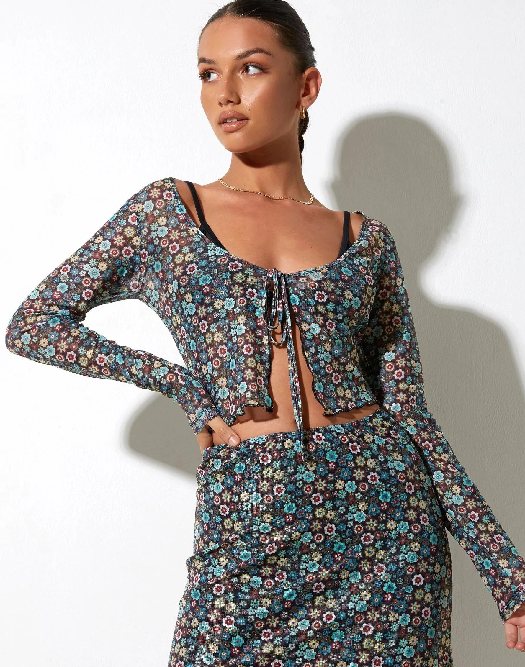 Henry Cropped Cardi in Folk Floral