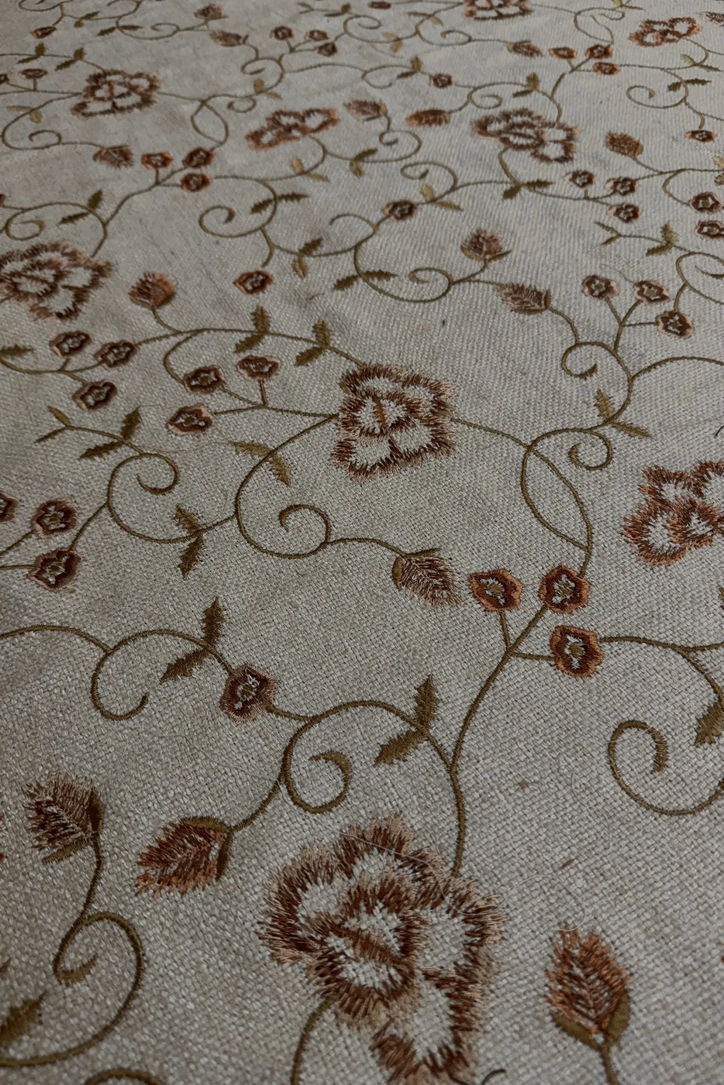 Ivory Gold Embroidered Silk Linen MEMT-028