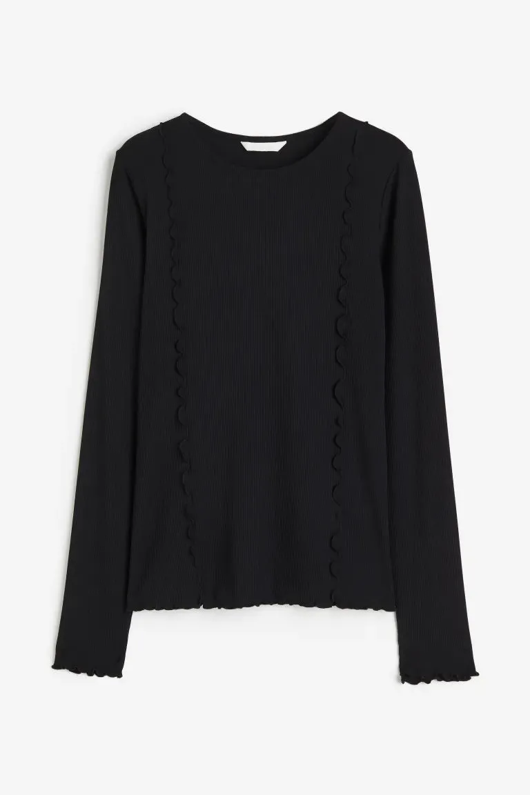 Jersey shirt with overlock details H&M, black