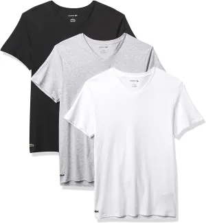 Lacoste Underwear Men's Essentials 3-Pack 100% Cotton Regular Fit V-Neck T-Shirts