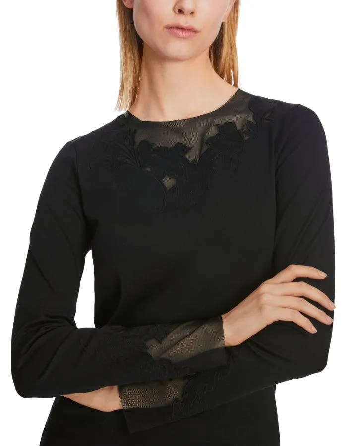 Marc Cain Sheer Embroidered Details Top