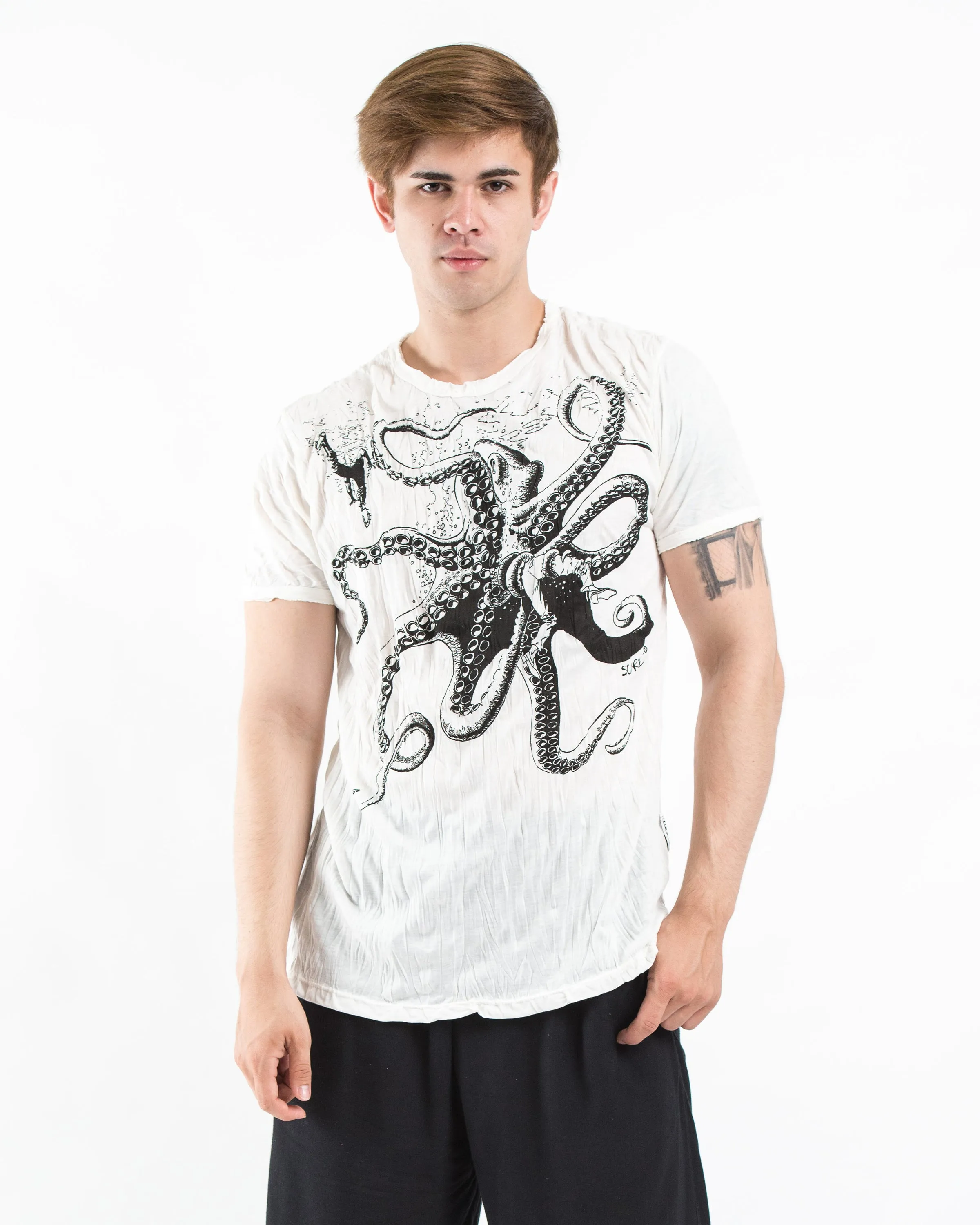 Mens Octopus T-Shirt in White