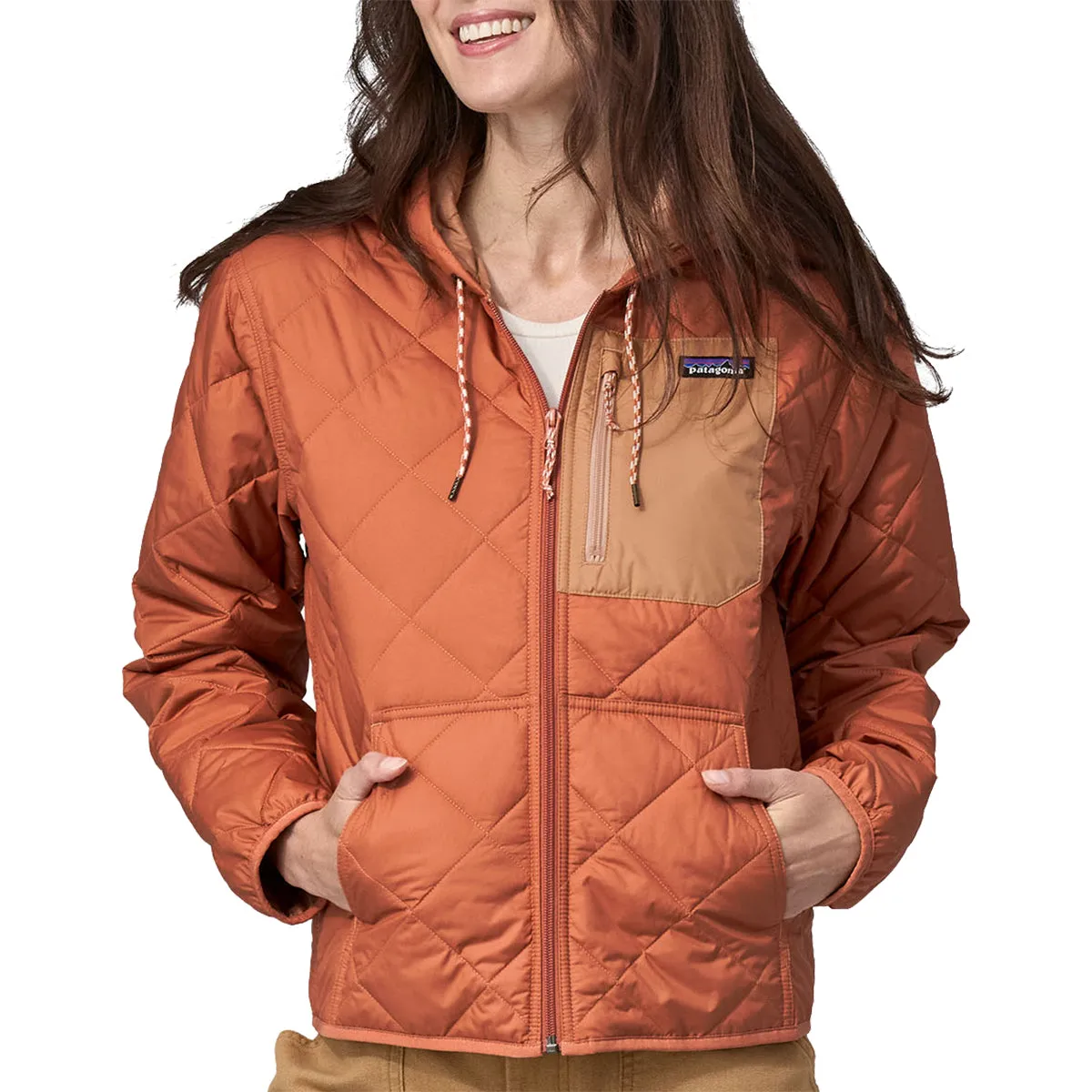 Patagonia Women's Diamond Quilted Bomber Hooded Zip Jacket - Sienna Clay