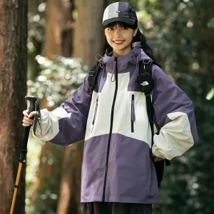 Patchwork Outdoor Windproof Raincoat Hooded Jacket