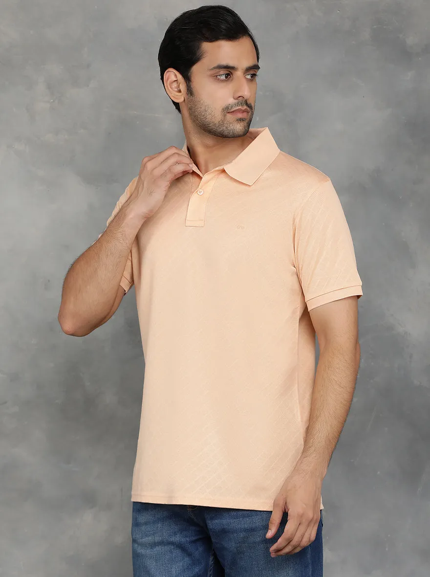 Peach Solid Regular Fit Polo T-Shirt | JadeBlue