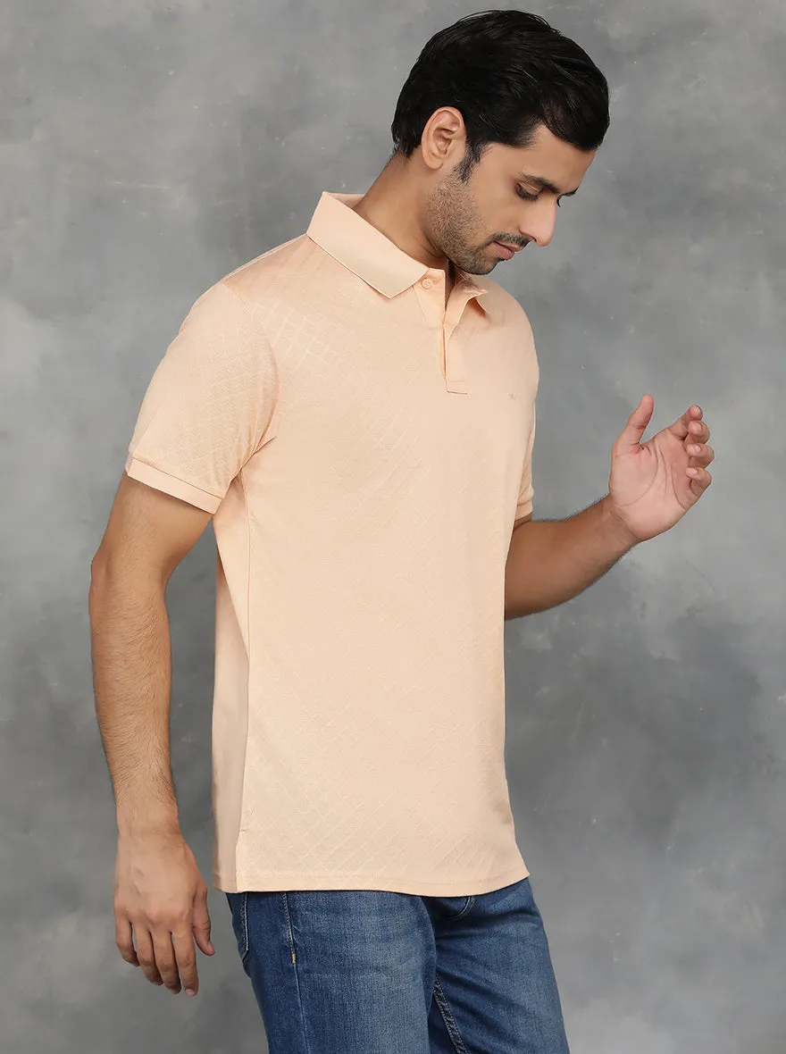 Peach Solid Regular Fit Polo T-Shirt | JadeBlue