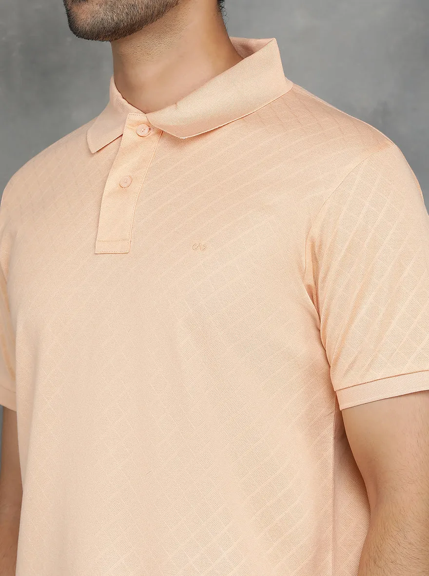 Peach Solid Regular Fit Polo T-Shirt | JadeBlue