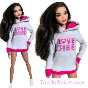 Pink and white Hoodie for Barbie Doll