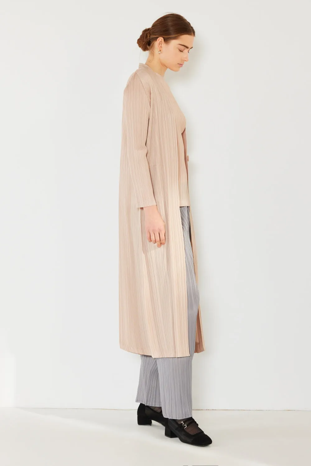 Pleated Long Sleeve Cardigan