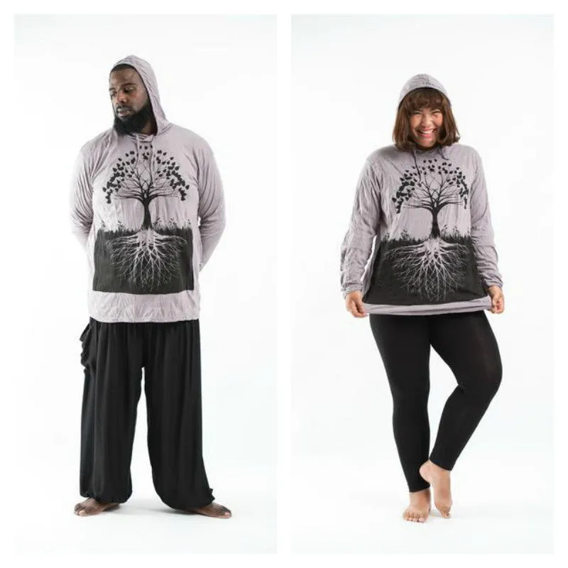 Plus Size Unisex Tree of Life Hoodie in Gray