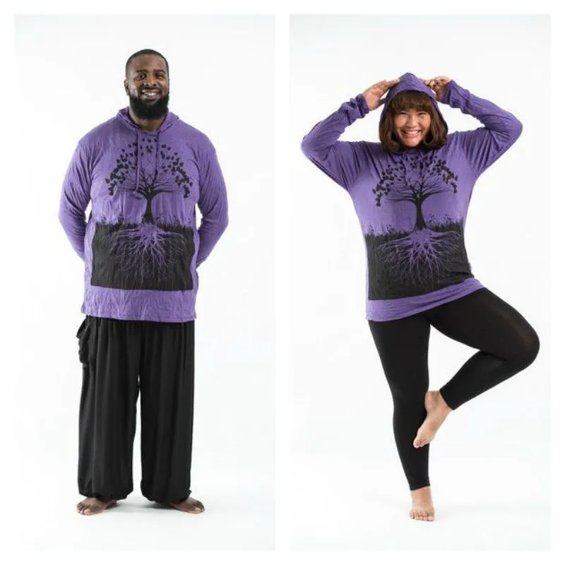 Plus Size Unisex Tree of Life Hoodie in Purple