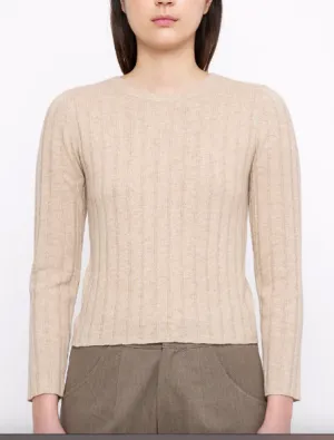 Ribbed Desert Sand Yak Long Sleeve Sweater