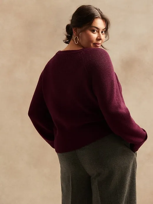 Ribbed Sweater in Responsible Wool in Bordeaux Burgundy