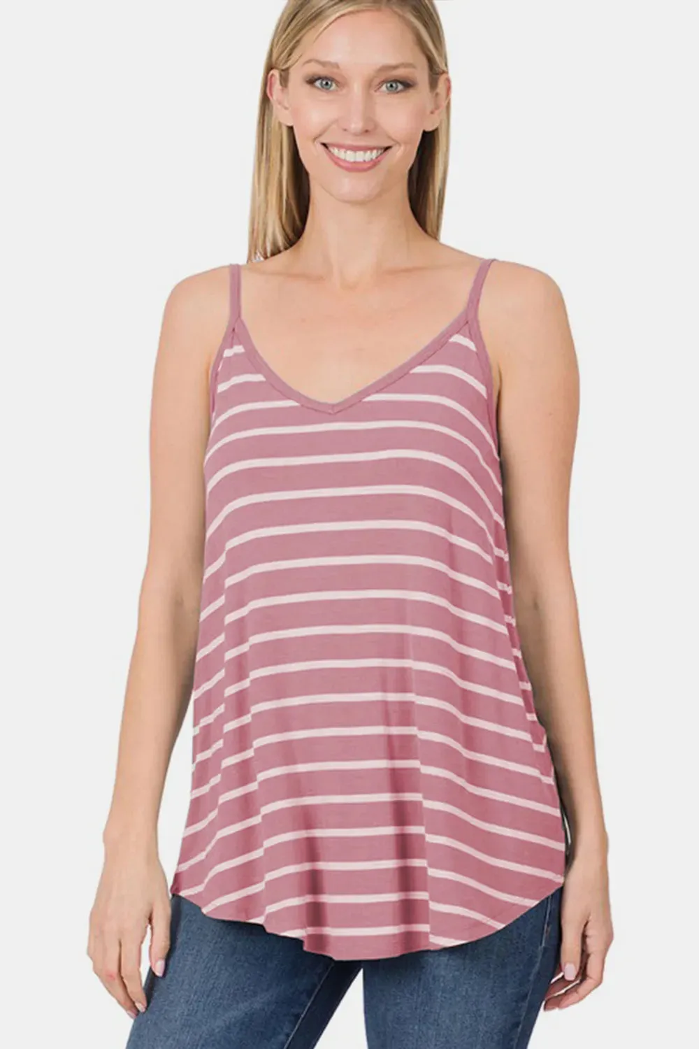 Striped Curved Hem Cami