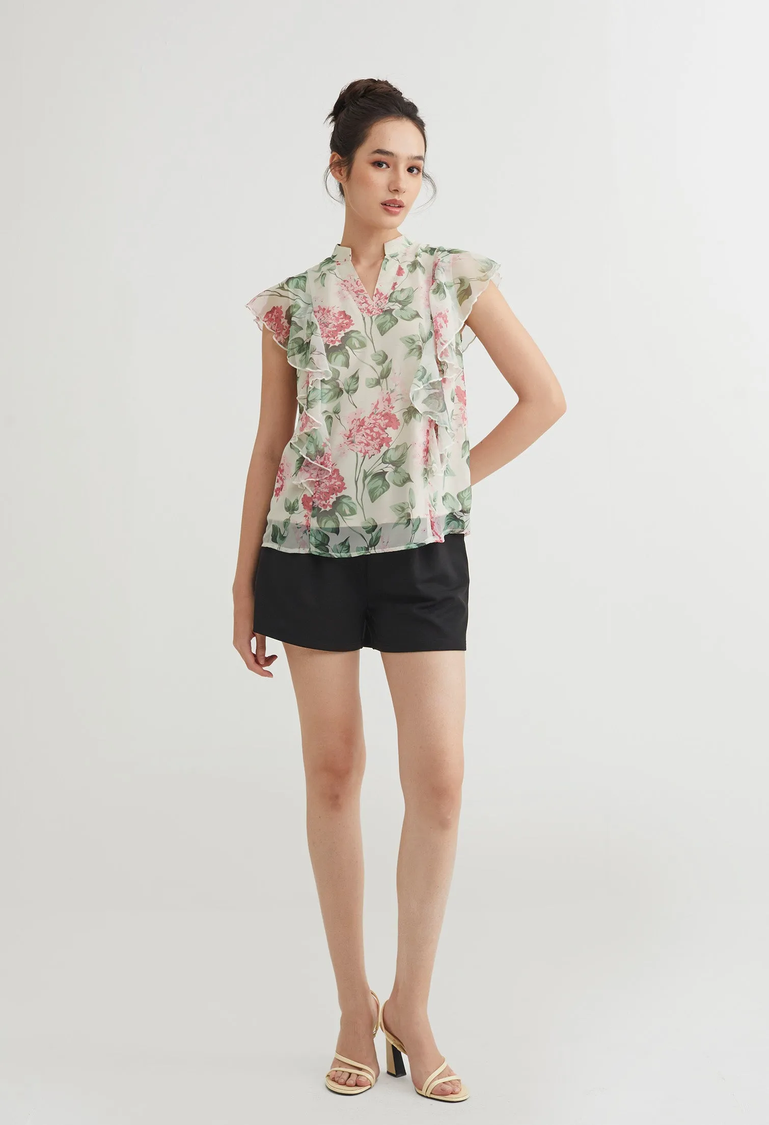 Sweetheart Floral Cap Sleeve Blouse