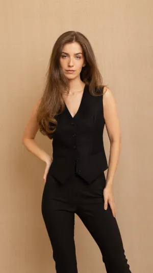 Tailored Black Onyx Wool Waistcoat by Anna James