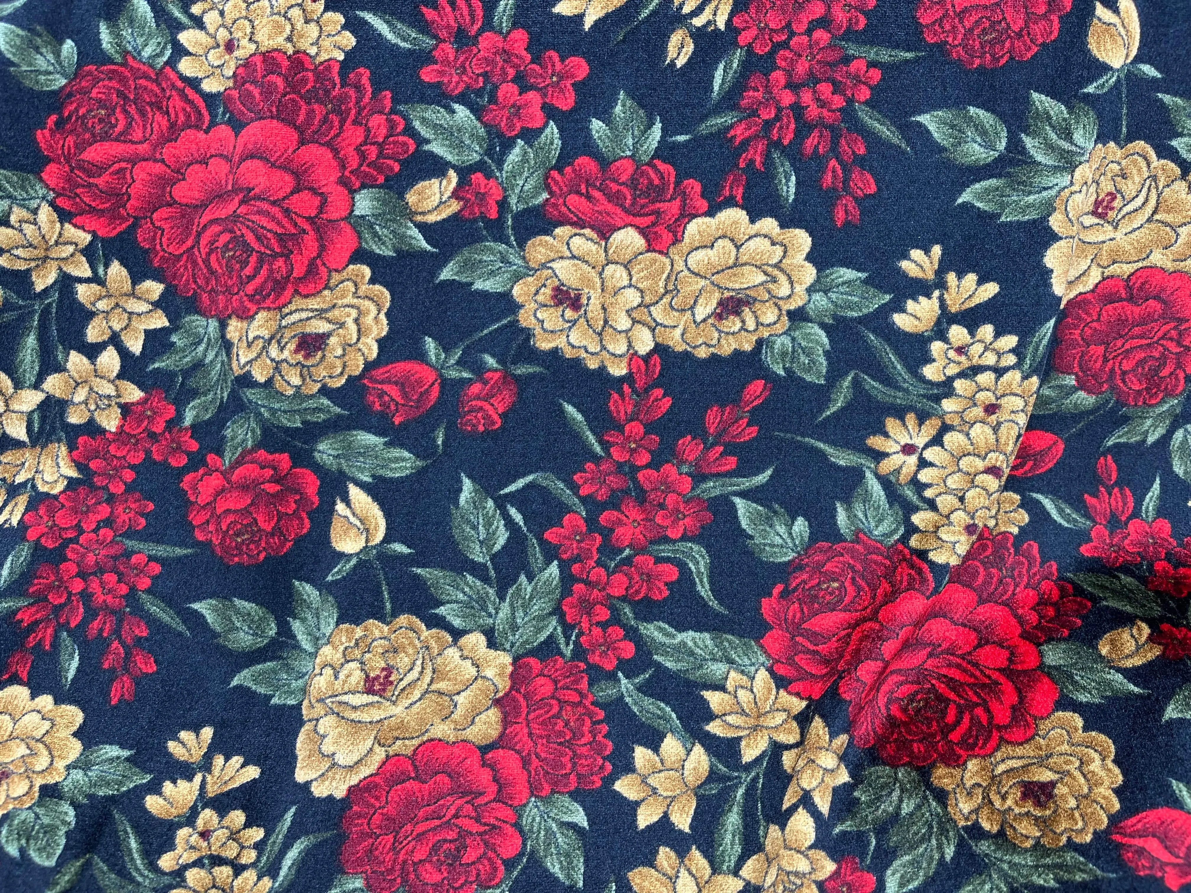 Vintage Flower - Printed Velvet Fabric