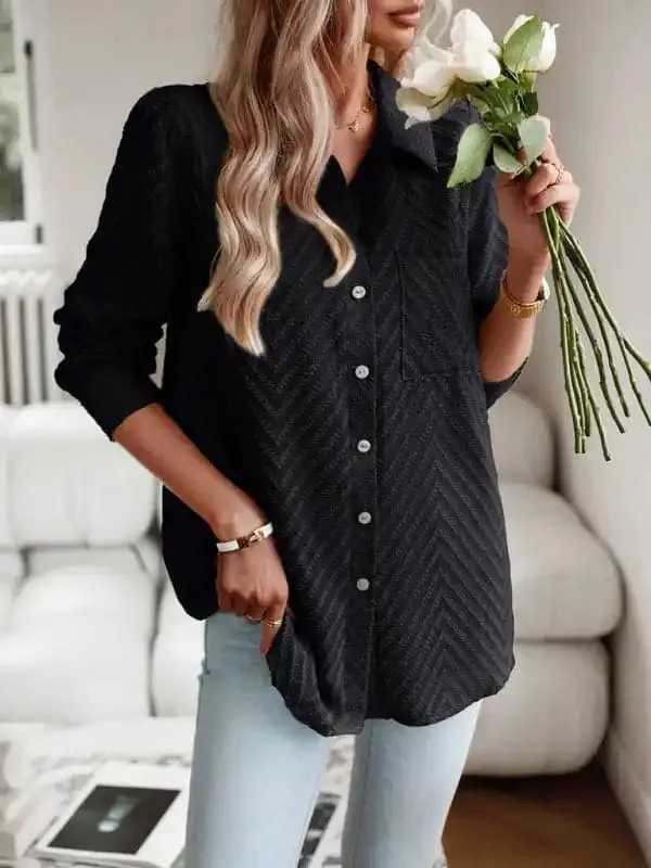 Women’s elegant commuter jacquard long-sleeved blouse