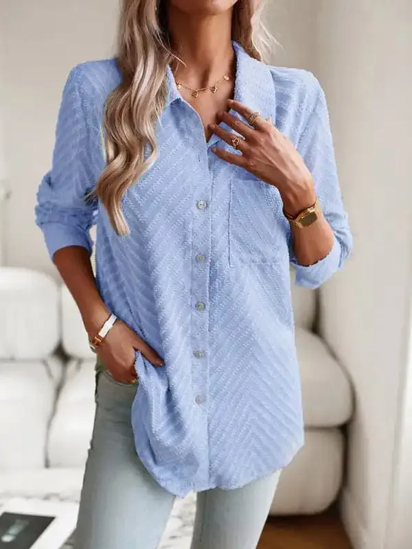 Women’s elegant commuter jacquard long-sleeved blouse