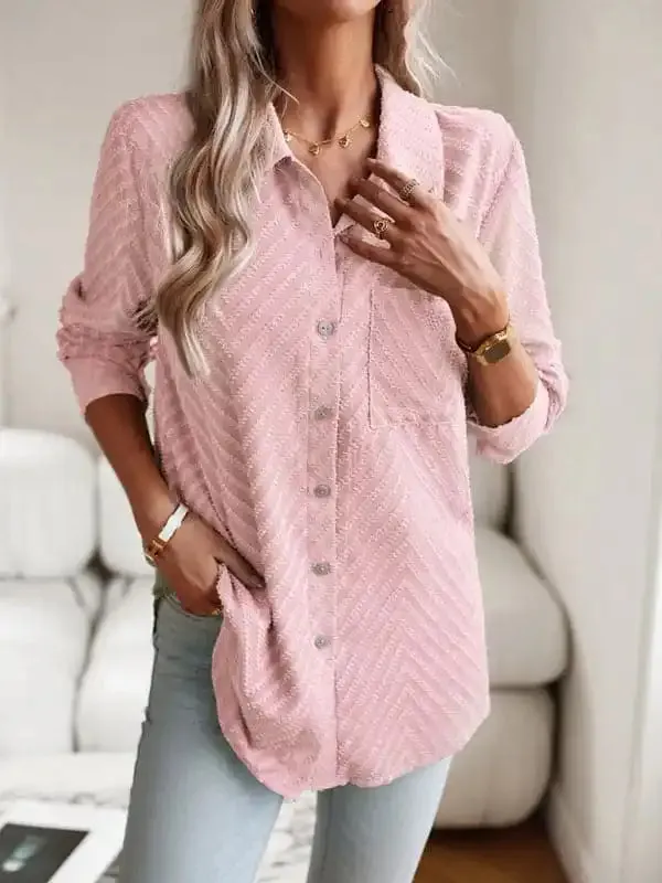 Women’s elegant commuter jacquard long-sleeved blouse